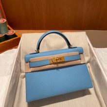 Hermes Mini Kelly II Handbag blue de nord original epsom leather
