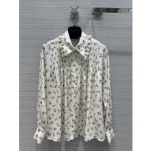 LOUIS VUITTON Floral Print Ruffle Collar Shirt 2024
