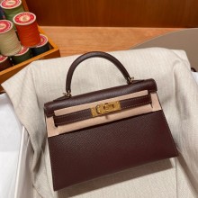 Hermes Mini Kelly II Handbag rouge sellier original epsom leather