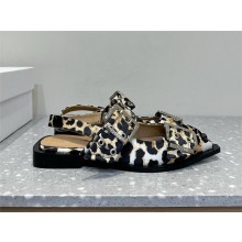 Ganni leopard pattern Leather slingback flats 2025