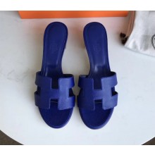 Hermes Heel 5cm Oasis Slipper Sandals in epsom Leather cobalt blue