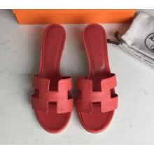 Hermes Heel 5cm Oasis Slipper Sandals in epsom Leather Rose Jaipur