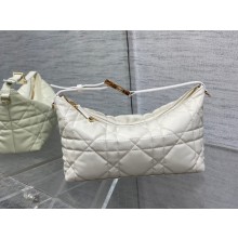 Dior Medium DiorTravel Nomad Pouch bag in Macrocannage Calfskin White/gold