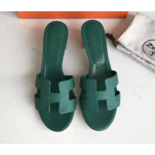 Hermes Heel 5cm Oasis Slipper Sandals in epsom Leather  Malachite
