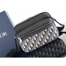 dior Rider 2.0 Zipped Messenger Bag in Beige and Black Dior Oblique Jacquard with Black Grained Calfskin 2024