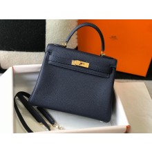 Hermes Kelly 28cm/32cm Bag In clemence Leather With Gold Hardware royal blue
