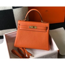 Hermes Kelly 28cm/32cm Bag In clemence Leather With Gold Hardware orange