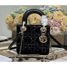 dior Mini Lady Dior Bag in Black Cannage Tweed 2024