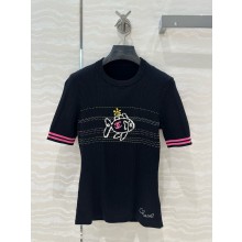 CHANEL BLACK COTTON Tee-Shirt P78698 2025