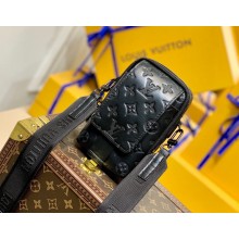 Louis Vuitton Flap Double Phone Pouch in Monogram Leather M81005 Black 2022 