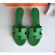 Hermes Heel 5cm Oasis Slipper Sandals in epsom Leather Vert Bengale
