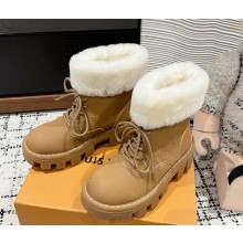 Louis Vuitton platform lace-up with shearling ankle boot in brown 1109-2024