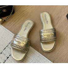 Dior D-Lane Slide gold Calfskin with Openwork Microcannage Motif 1108-2024
