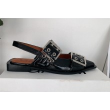 Ganni black Leather slingback flats 2025