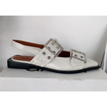 Ganni white Leather slingback flats 2025