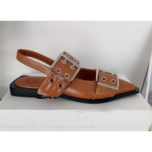 Ganni brown Leather slingback flats 2025