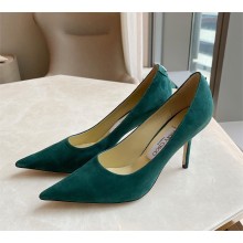 Jimmy Choo Heel 8.5cm Love Pointy Toe Pumps suede green