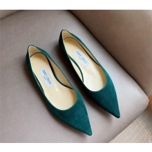 Jimmy Choo Heel 1cm Love Pointy Toe flats suede green