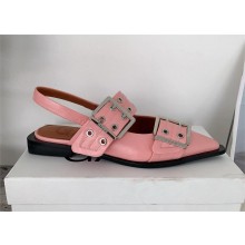 Ganni pink Leather slingback flats 2025
