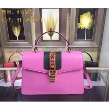 Gucci Sylvie leather top handle bag 431665 in pink leather
