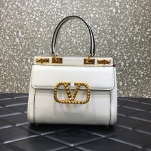 valentino Medium Rockstud Alcove Handbag in Grainy Calfskin white 2021