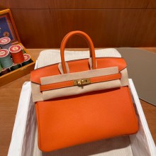 Hermes Birkin 25cm Bag orange in Original Togo Leather