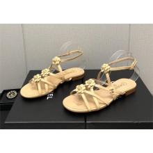 Chanel Heel 2cm CC Logo and Camellia Sandals beige 2023