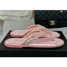 Chanel Crochet & Lambskin Thongs G45596 pink/white 2024