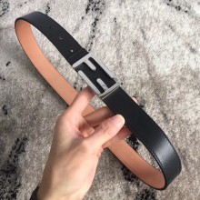 Fendi FF Buckle Belt in Calfskin 30mm Width Black 2018