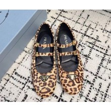 Prada Women's leopard brown suede leather Ballerina Shoes 2024