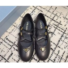 Prada Women's Black leather Ballerina Shoes 2024