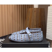 ALAÏA  Hollow leather ballet flats sky blue 2025