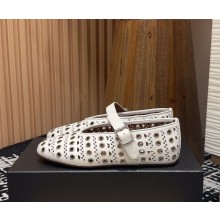 ALAÏA  Hollow leather ballet flats white 2025