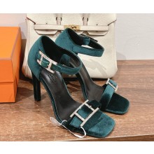 Hermes Judy 105 sandals in green velvet 2024