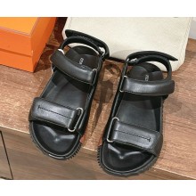 Hermes Junior sandal in black calfskin 2024