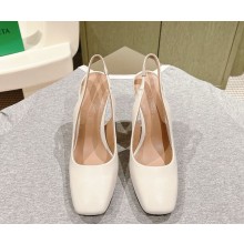 Bottega Veneta  Knot Pump Leather slingback pump with gold finished metal knot heel white 2024
