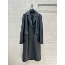 LOEWE Double breasted coat in nappa lambskin black 2024