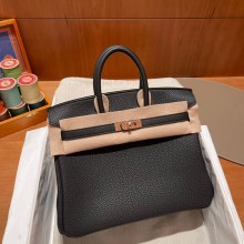 Hermes Birkin 25cm Bag black in Original Togo Leather