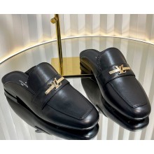 Louis Vuitton lambskin flat mules black 2025