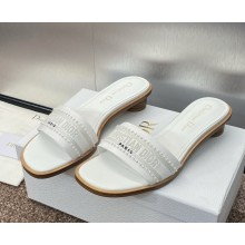 Dior Dway Heeled Slide white Calfskin and Embroidered Cotton heel 3cm 2025