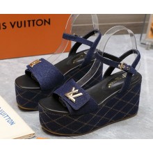 Louis Vuitton 1ACI5F Shake Flatform Sandal Dark Blue Denim heel 9cm 2025