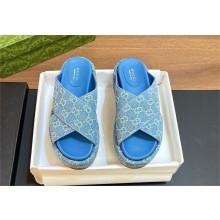 Gucci Women's GG platform slide sandal 771560 denim blue 2024
