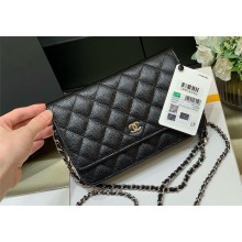 Chanel Wallet on Chain Bag in Black caviar leather with silver hardware 2024 (ORIGINAL QUALITY)