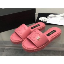 Chanel CC LOGO CALFSKIN MULES G39778 pink 2023