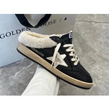 Golden Goose Ball Star Sabots in nappa with platinum star and shearling lining black 2023