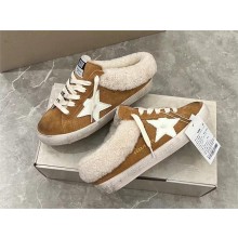 Golden Goose Ball Star Sabots in nappa with platinum star and shearling lining brown 2023