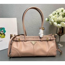 Prada Medium leather handbag with Long Handle 1BA426 pink 2024