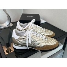 chanel metallic gold Calfskin & Suede Calfskin sneakers G45335 2023