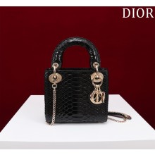 Lady Dior Python leather Mini Bag black/gold