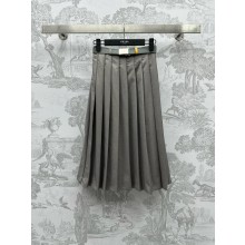 PRADA Pleated wool skirt Granite Gray spring 2024